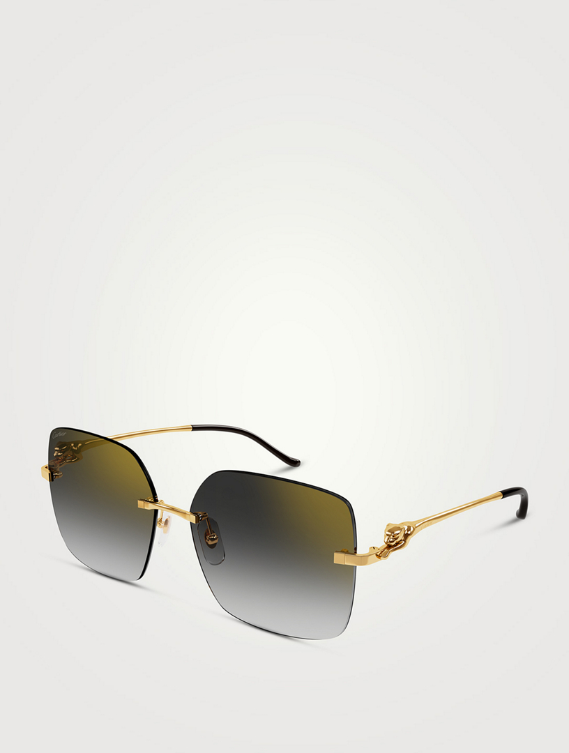 Rimless Square Sunglasses, 60mm