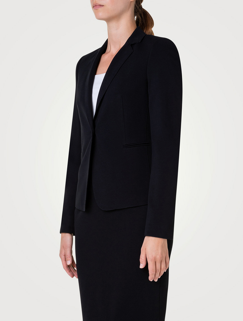 AKRIS PUNTO Jersey And Faux Leather Blazer