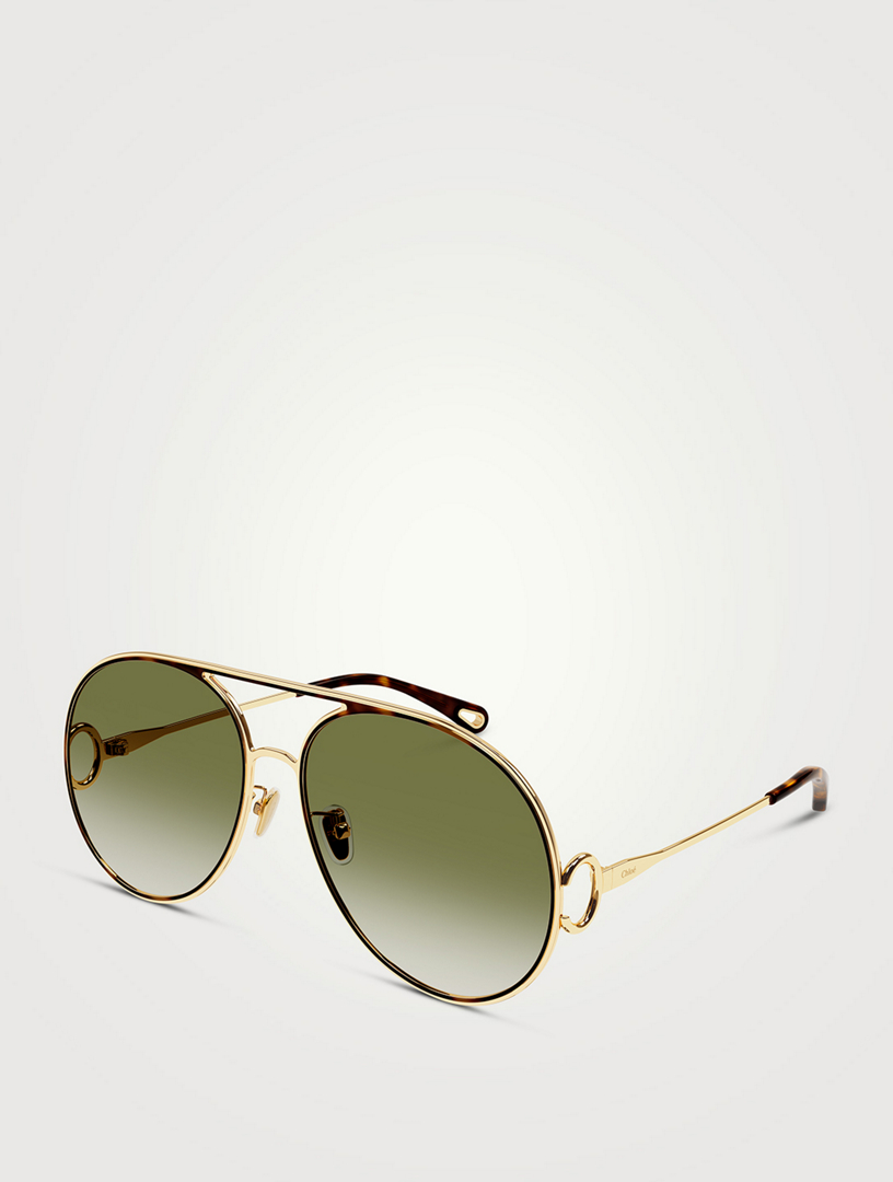 Lunettes de soleil aviateur en métal argenté Leon SAINT LAURENT