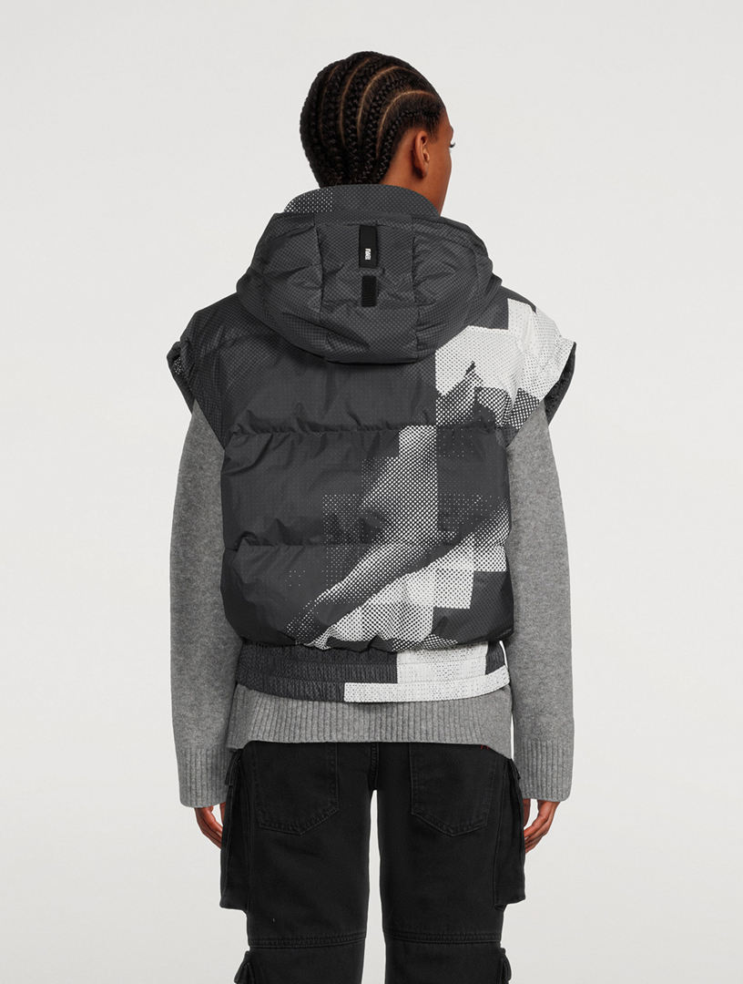 Cropped Down Vest Pixel Print