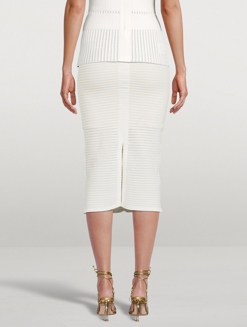 HERVE LEGER Jupe mi longue semi transparente a rayures Holt Renfrew