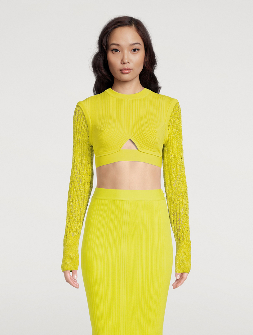 Mixed-Media Crop Top