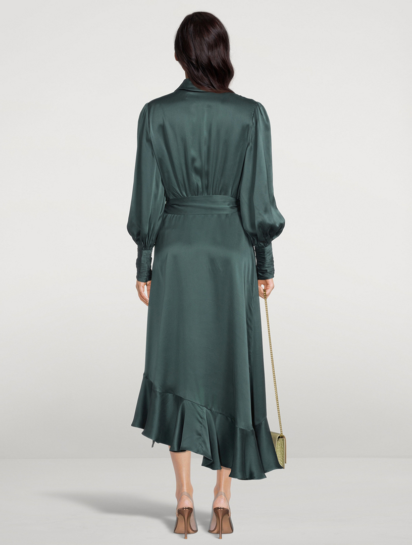 ZIMMERMANN Silk Wrap Midi Dress | Holt Renfrew