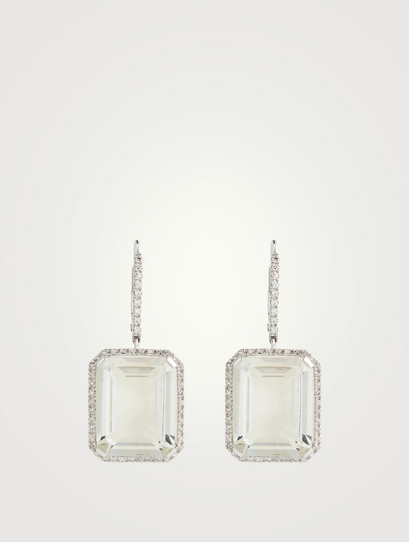 18K White Gold Portrait Gemstone Earrings