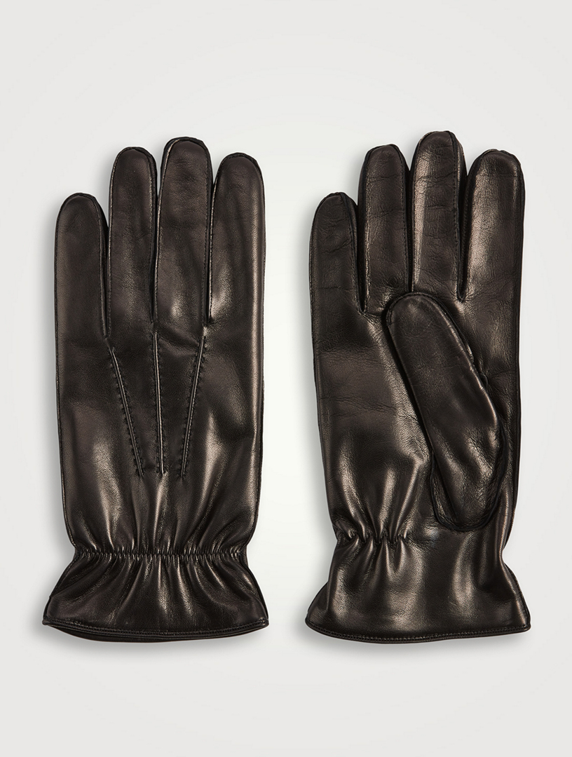 Leather Cashmere-Lined Gloves