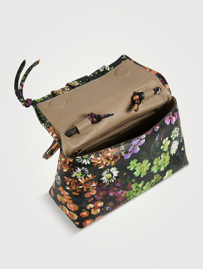 Leather Shoulder Bag In Floral Print