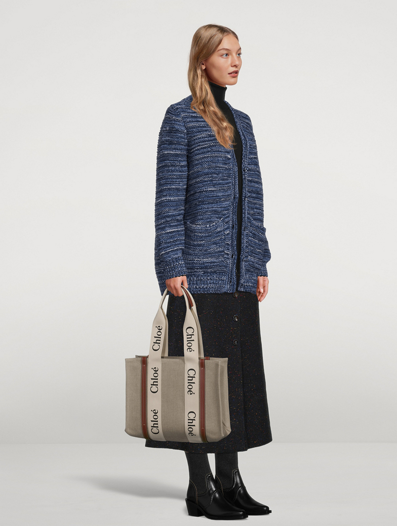 CHLOÉ Medium Woody Linen Tote Bag | Holt Renfrew