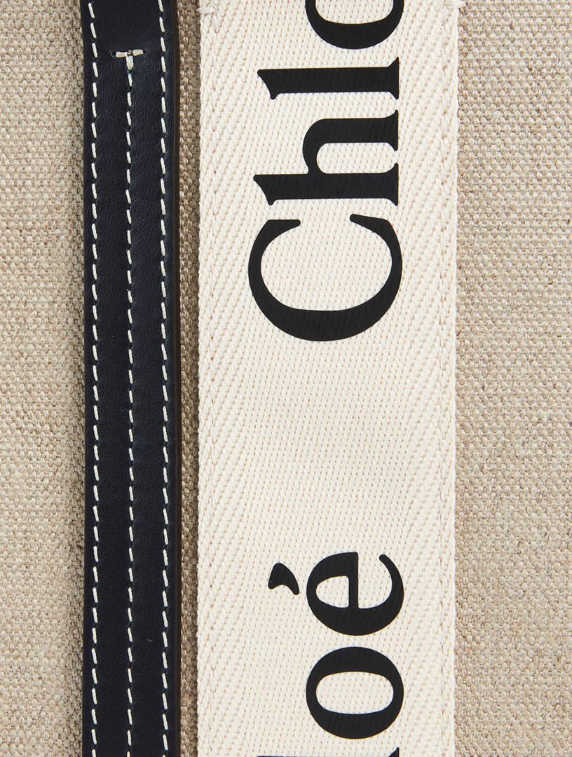 トートバッグ CHLOE WOODY SMALL TOTE BAG IN LINEN AND LEATHER Chloé Small Woody Tote Bag In Linen | Chloé CA