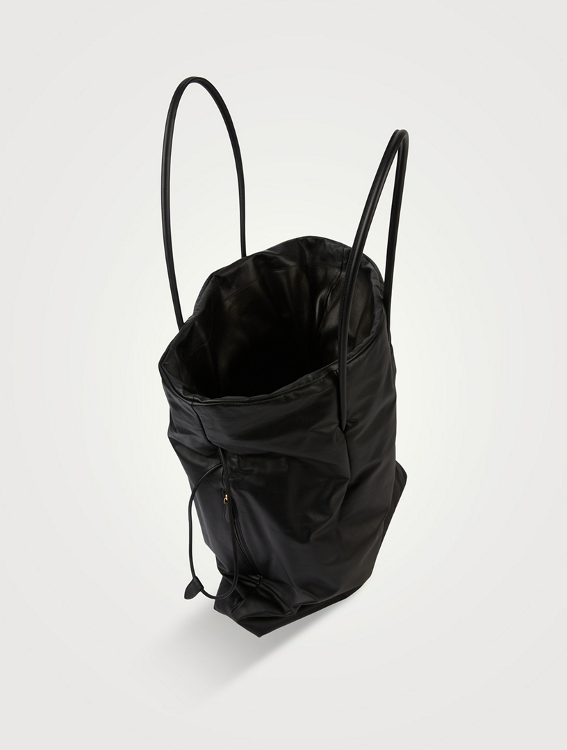 Polly Leather Tote Bag in Black - The Row