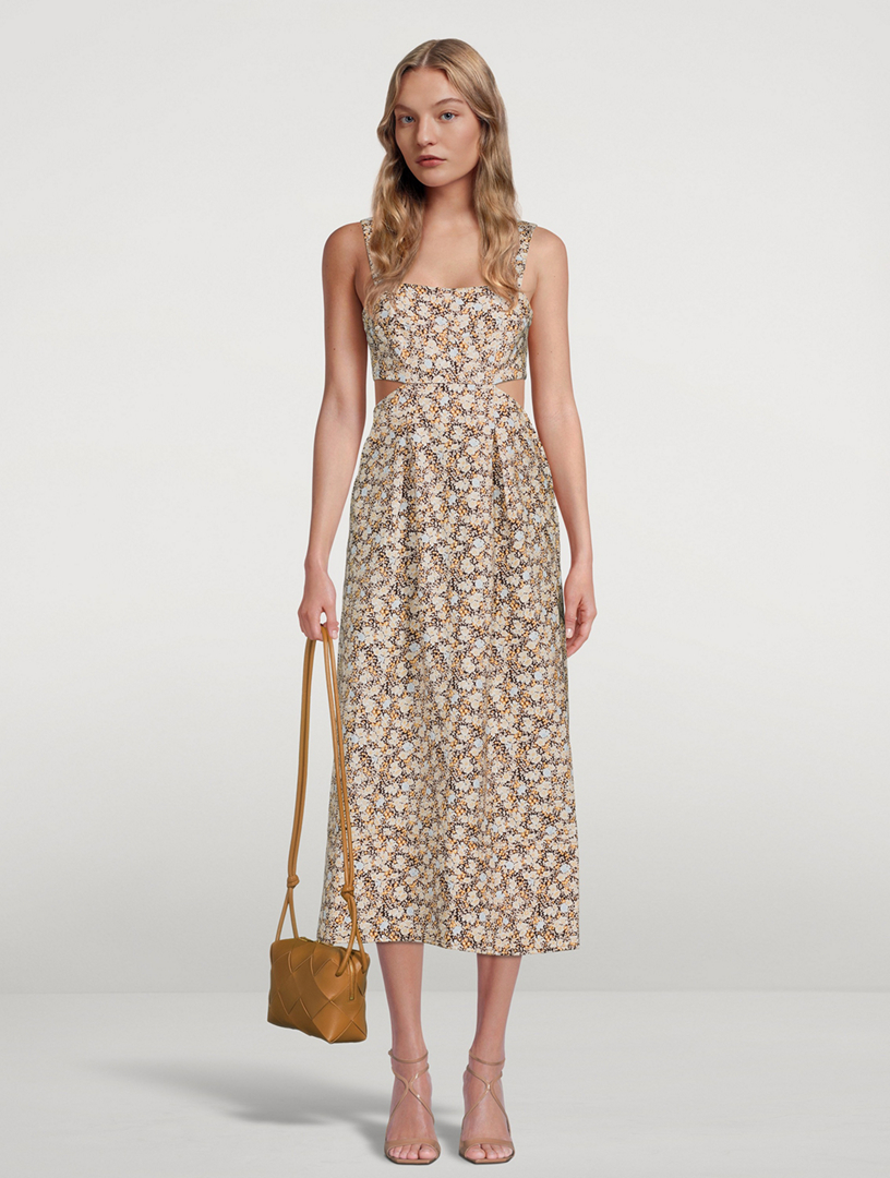 SHONA JOY Heather Cut-Out Midi Dress In Floral Print | Holt Renfrew