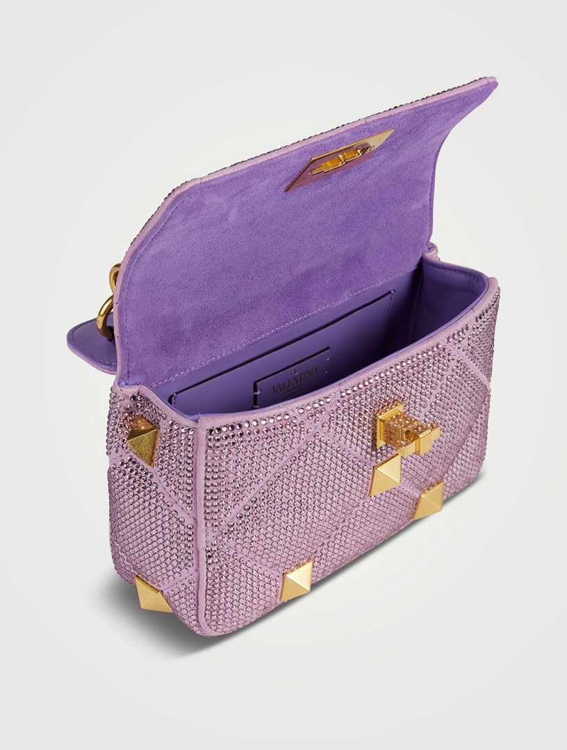 Valentino Garavani VSling crystal-embellished leather tote bag, Purple