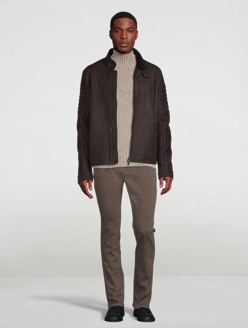 Brett Genuine Sheepskin Shearling Moto Jacket