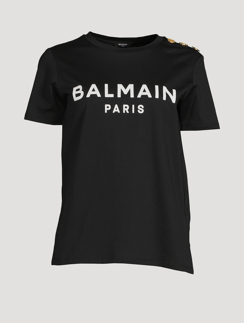 BALMAIN Logo T-Shirt With Buttons