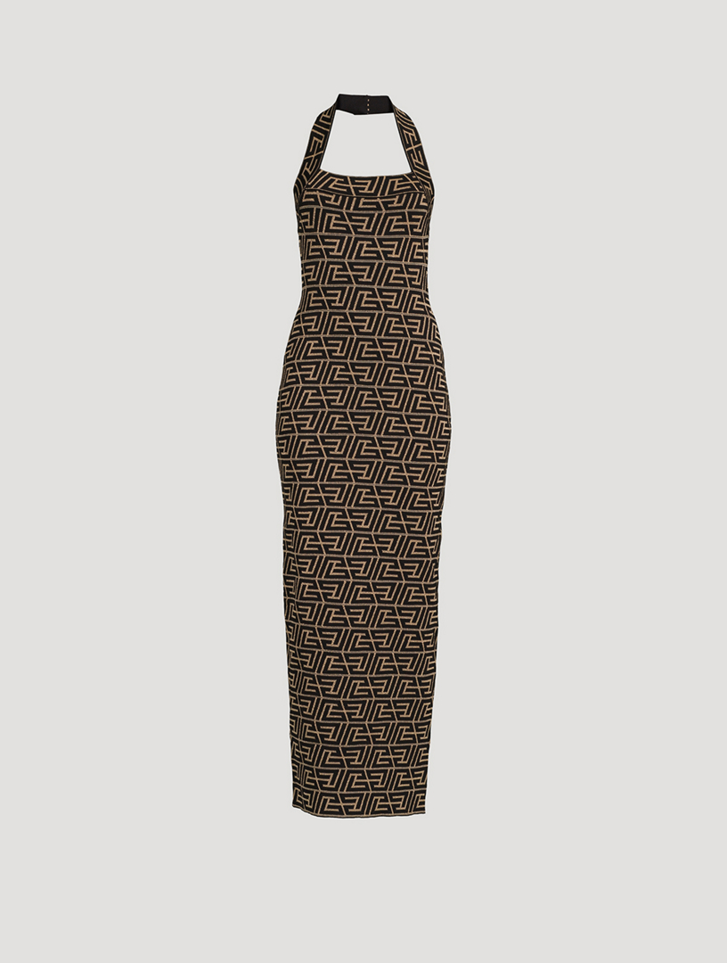 BALMAIN Monogram Knit Halter Dress | Holt Renfrew