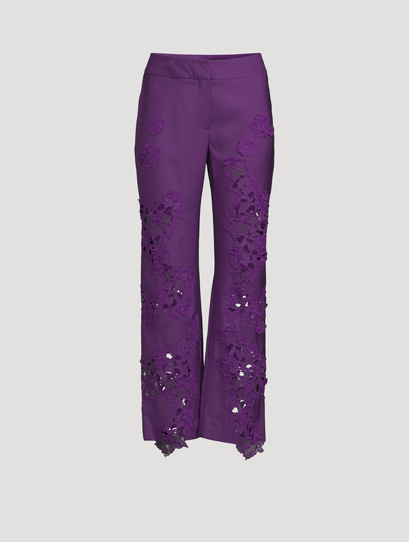 Stretch Wool Guipure Pants