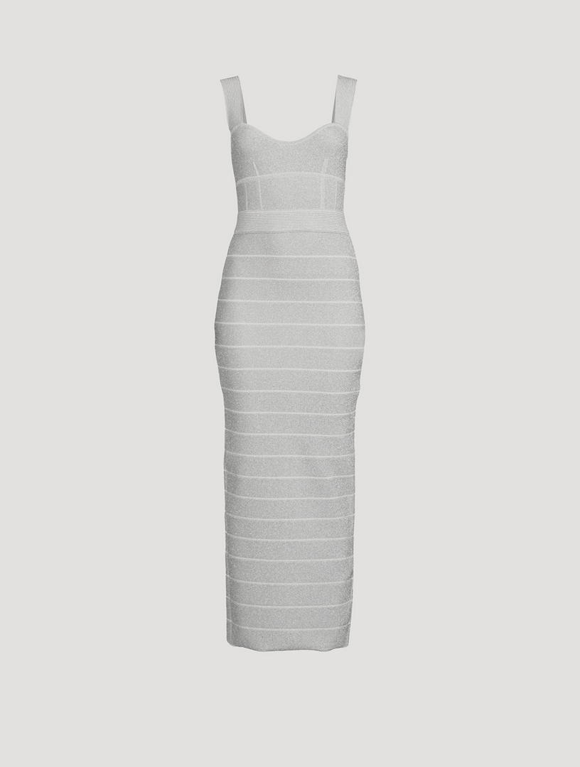 HERVE LEGER Textured Lurex Sweetheart Gown | Holt Renfrew