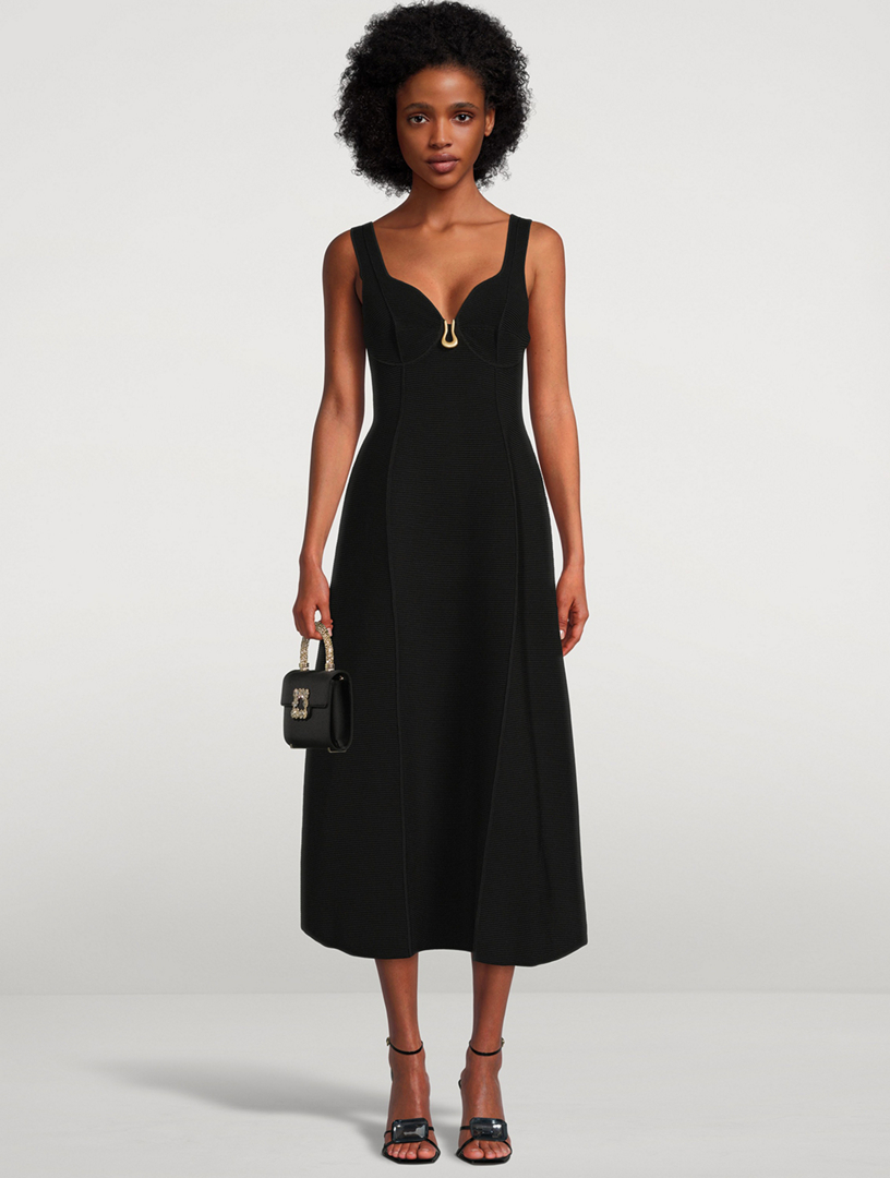 knee length dresses for ladies Flute Knit Midi Dress | Black main image 0