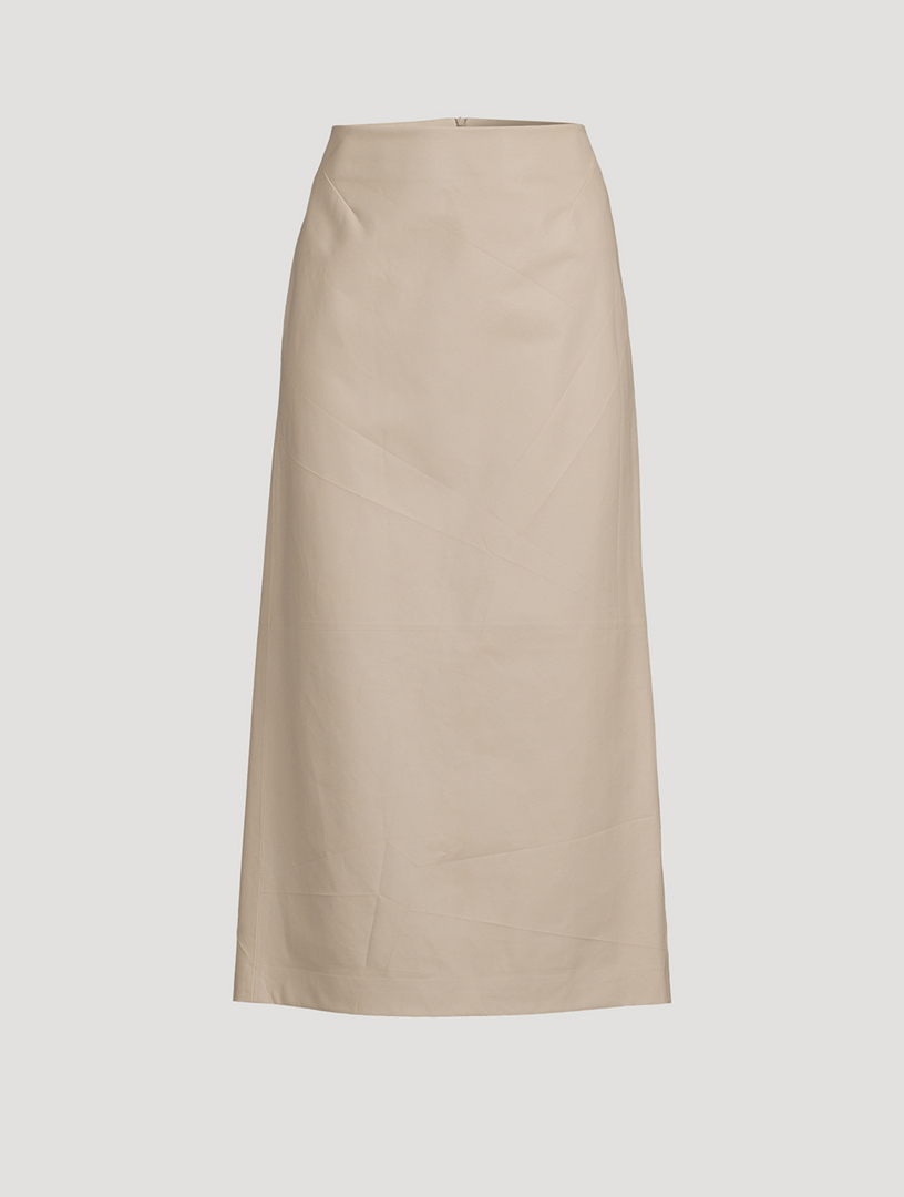 THE ROW Berthe Leather Midi Skirt | Holt Renfrew