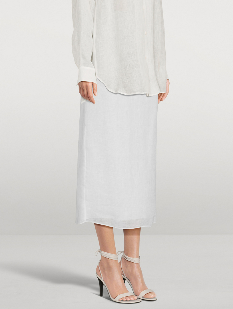 Berth Linen Midi Skirt