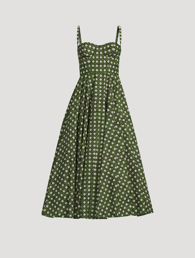 Poplin Midi Dress Treillage Print