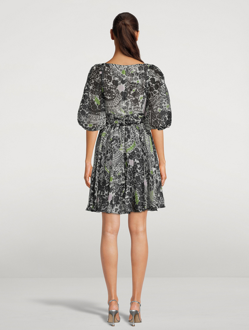 Silk Georgette Mini Dress Floral Print