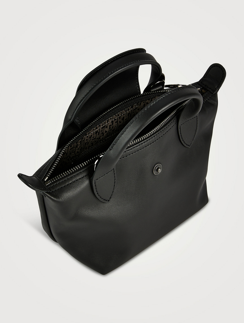 Longchamp Le Pliage Cuir Mini Leather Top Handle Bag, Grey at John
