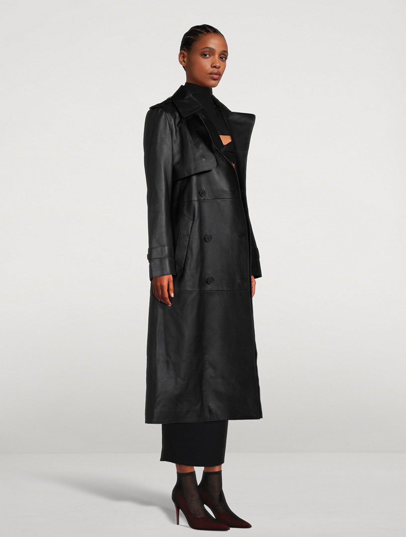 Designer leather trench coat best sale