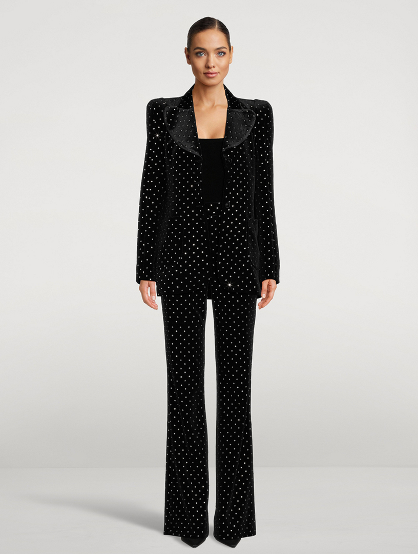 The School Embellished Velvet Trousers
