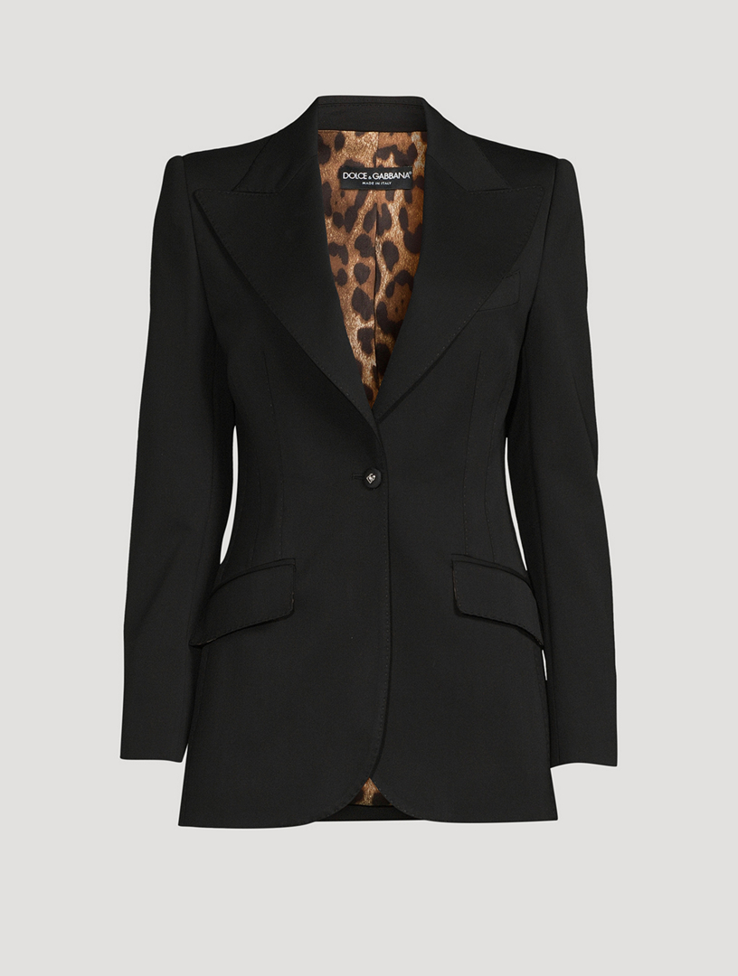 DOLCE & GABBANA Wool-Blend Blazer With Leopard-Print Lining | Holt Renfrew