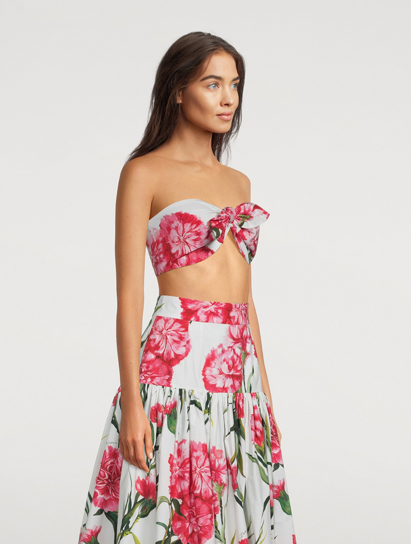 Poplin Bandeau Carnation Print