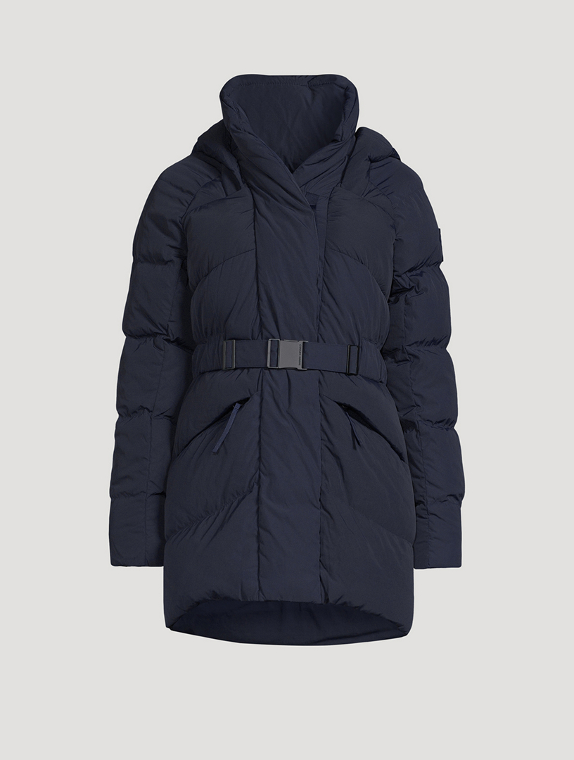 Navy luxe belted padded cheap coat