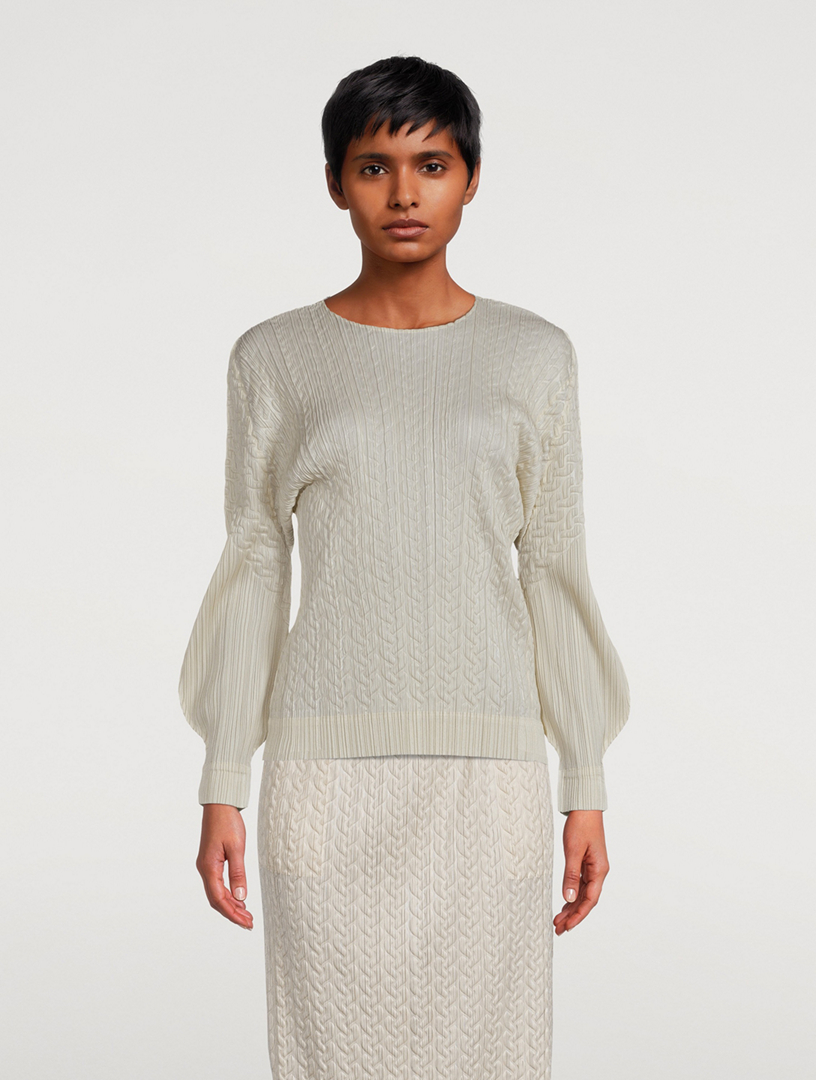 PLEATS PLEASE ISSEY MIYAKE Cable-Stitch Long-Sleeve Shirt | Holt