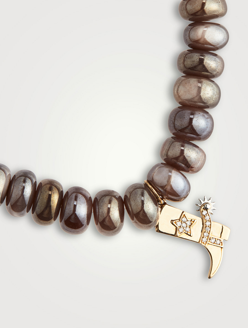 Beaded Bracelet With 14K Gold Cowboy Boot Charm