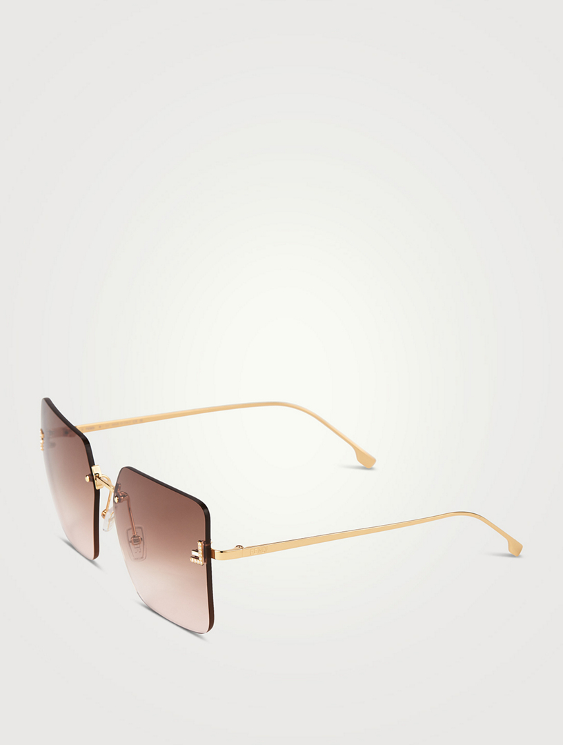 Gold square sunglasses deals
