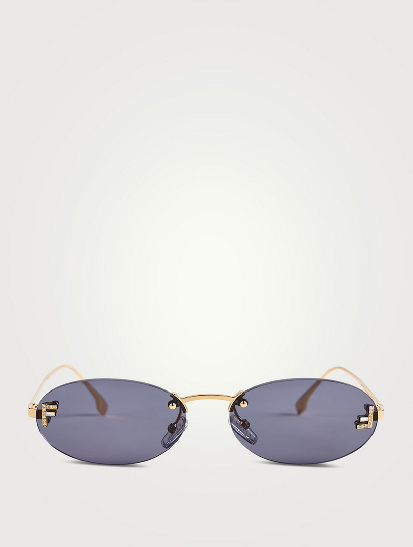 Fendi First Embellished Oval Sunglasses in Black - Fendi