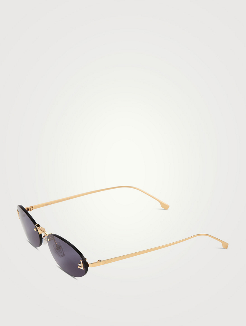 Fendi First Embellished Oval Sunglasses in Black - Fendi