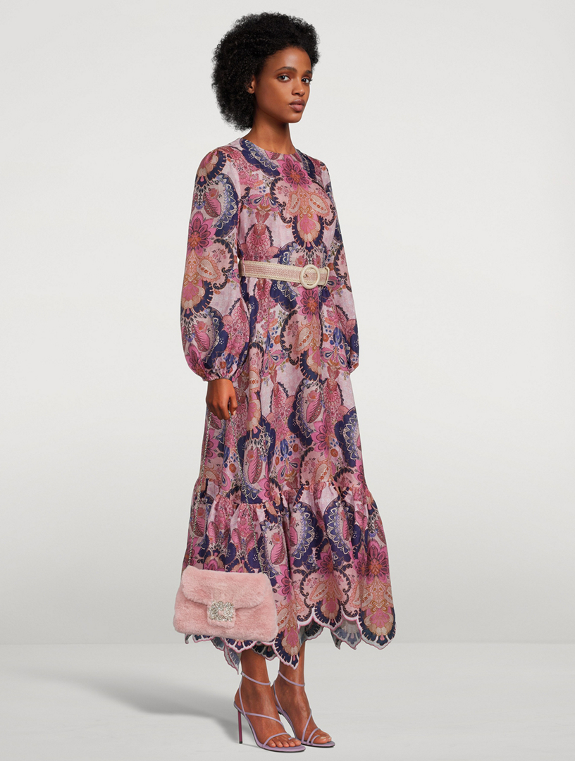 ZIMMERMANN Laurel Embroidered Midi Dress In Floral Print | Holt Renfrew