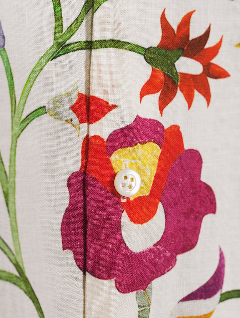Linen Long Shirt Floral Print
