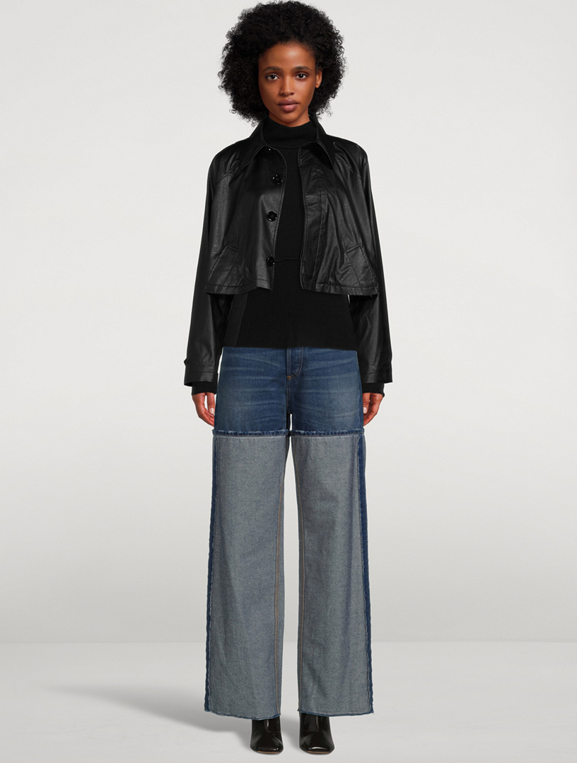 Cropped Faux Leather Jacket