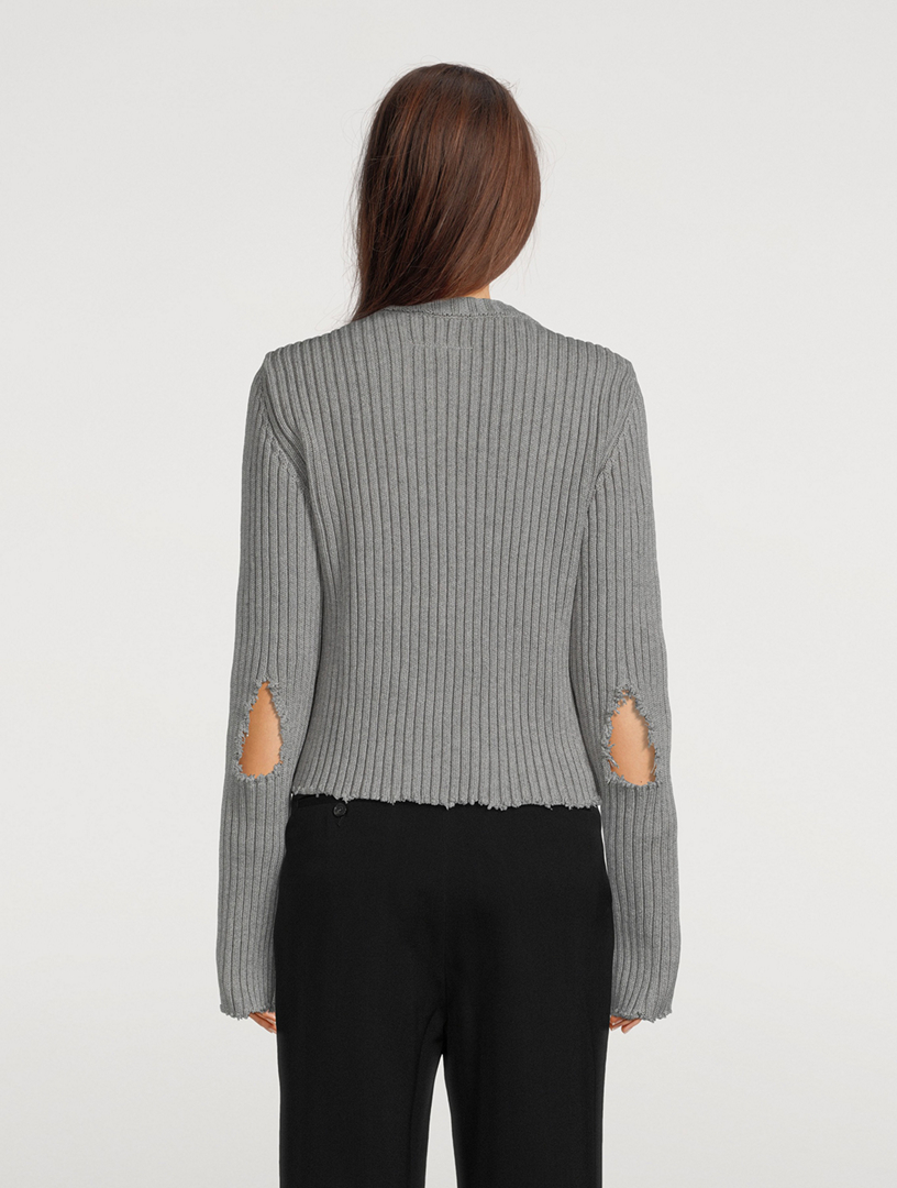 Distressed Crewneck Sweater