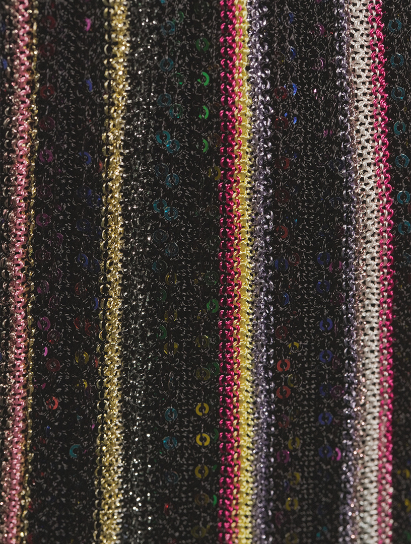 Sequin-Embellished Wide-Leg Knit Pants