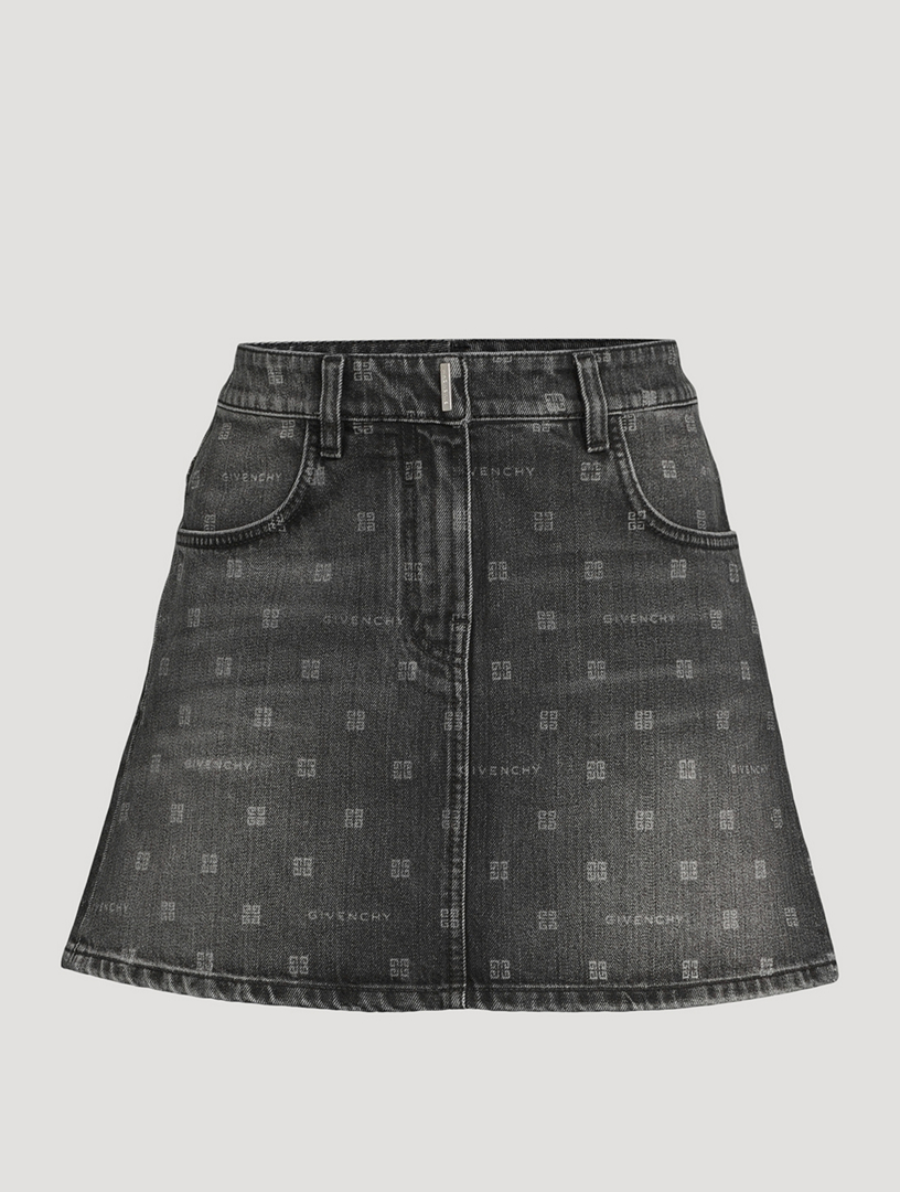 Denim Mini Skirt In 4G Print