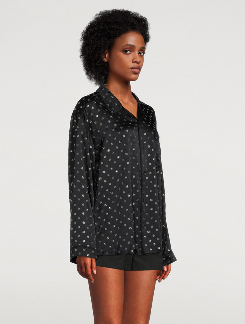 Alexander Wang Crystal-embellished Silk Pajama Shirt