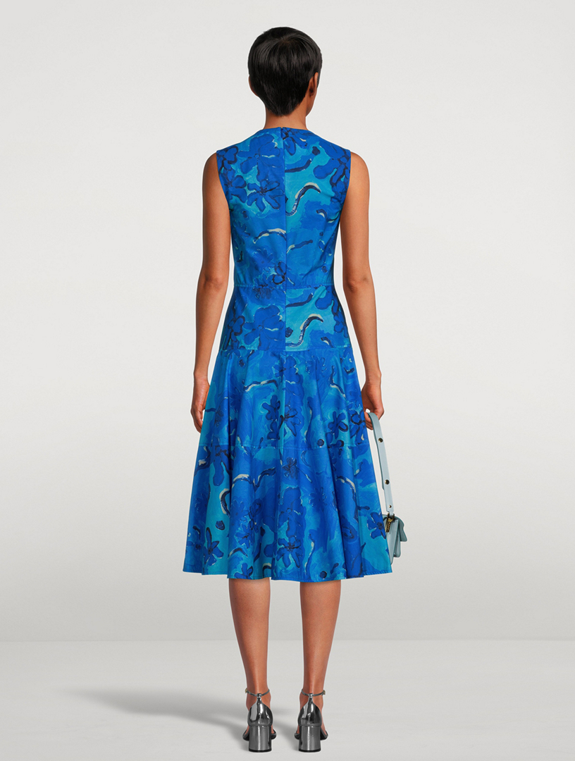 Poplin Midi Dress Floral Print
