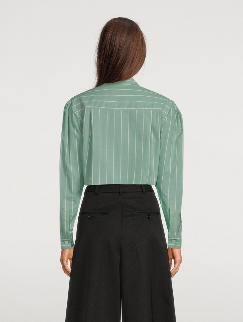 Cropped Poplin Shirt Stripe Print