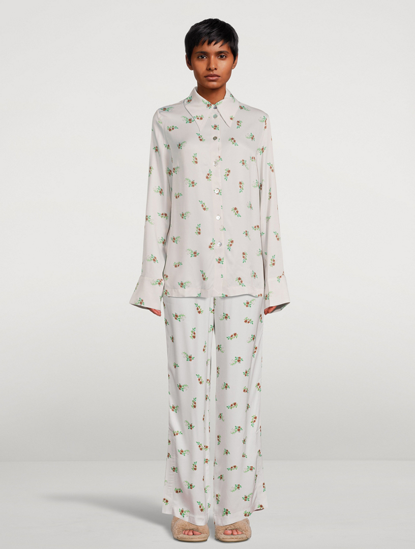 SLEEPER Blossom Printed Shirt  Beige