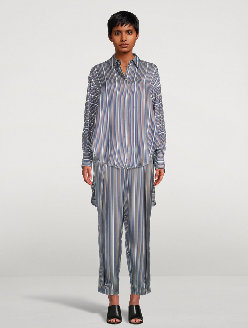 Silk Balloon Trousers Stripe Print