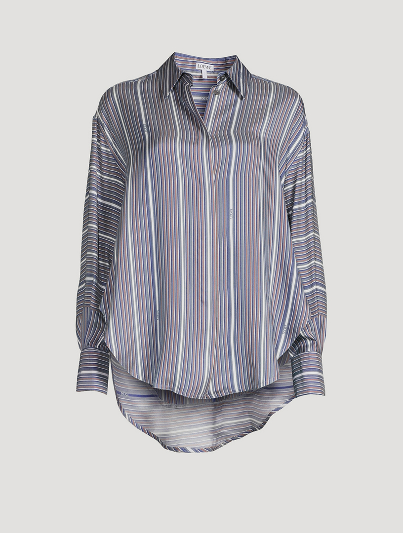 LOEWE Trompe-L'œil Silk Shirt In Stripe Print | Holt Renfrew