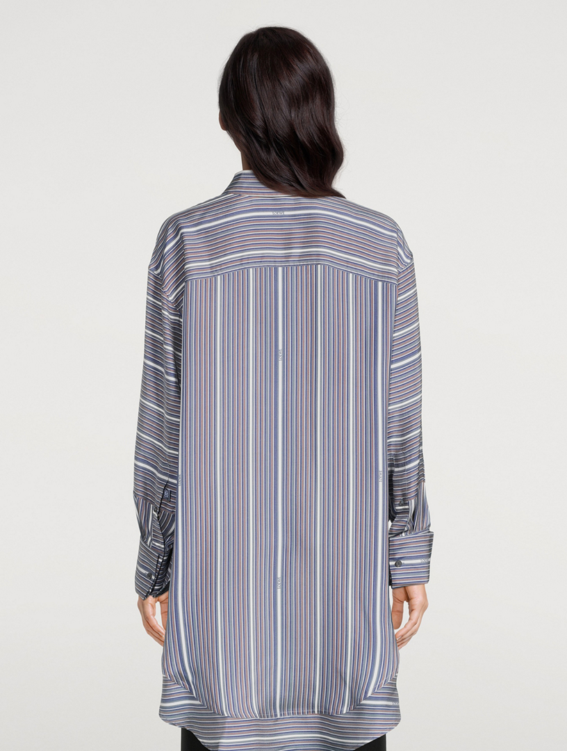 Trompe-L'œil Silk Shirt Stripe Print