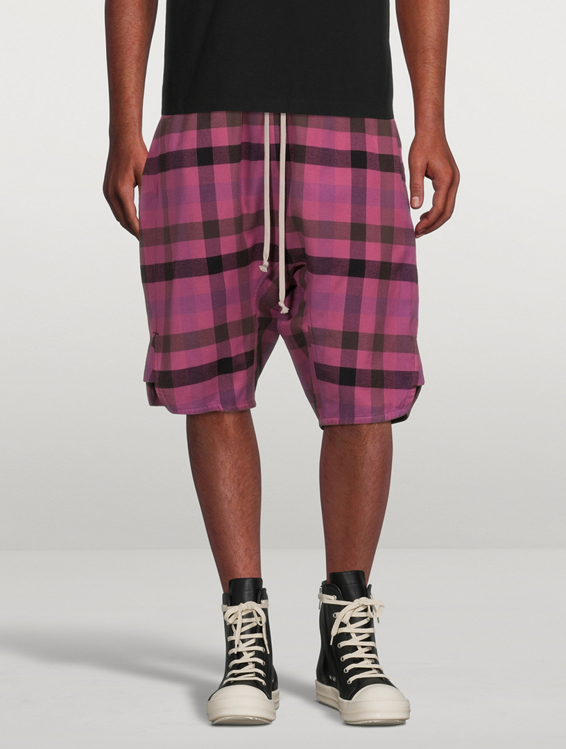 RICK OWENS Basket Swinger Shorts In Plaid Print | Holt Renfrew